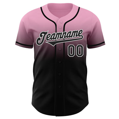Custom Light Pink Black-White Authentic Fade Fashion Baseball Jersey