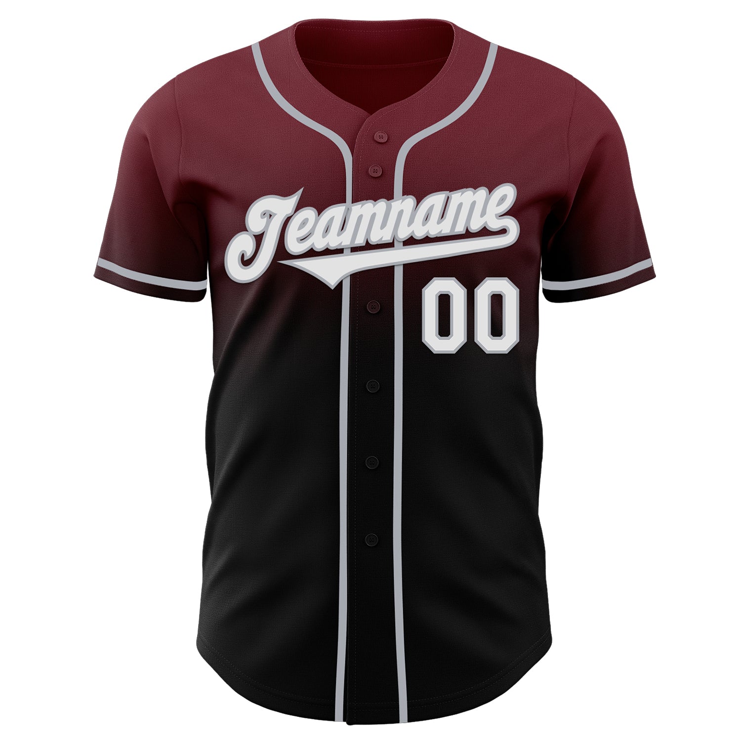 Custom Burgundy Black-Gray Authentic Fade Fashion Baseball Jersey