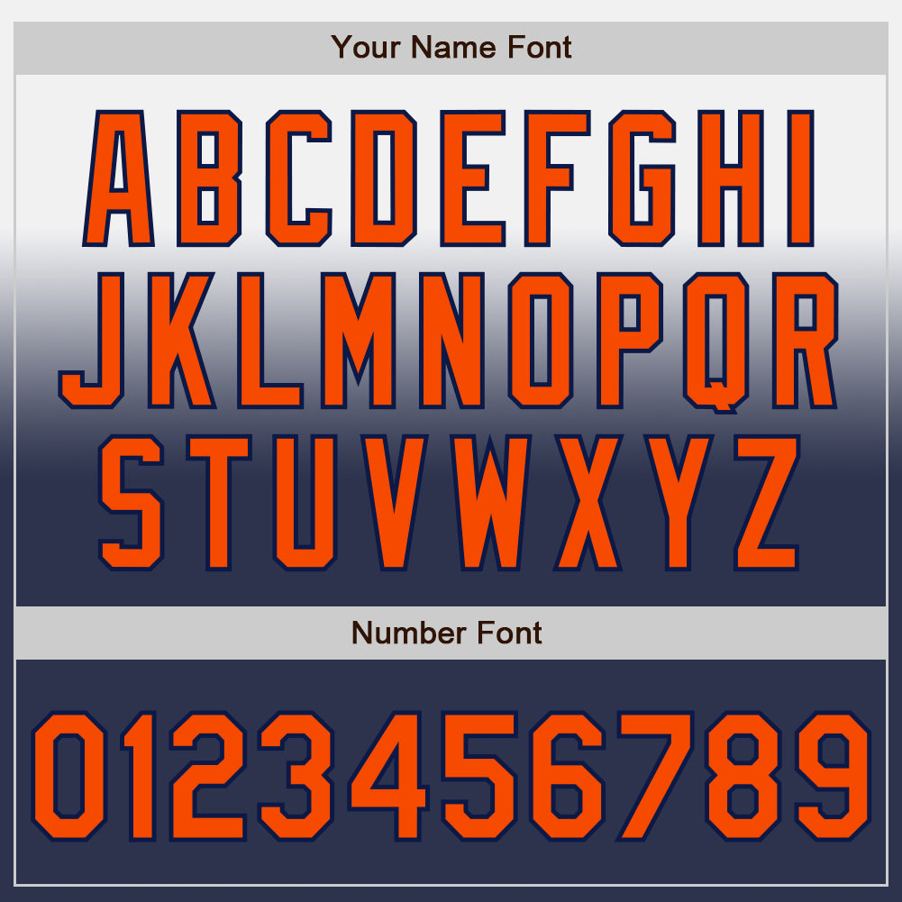 Custom White Orange-Navy Authentic Fade Fashion Baseball Jersey