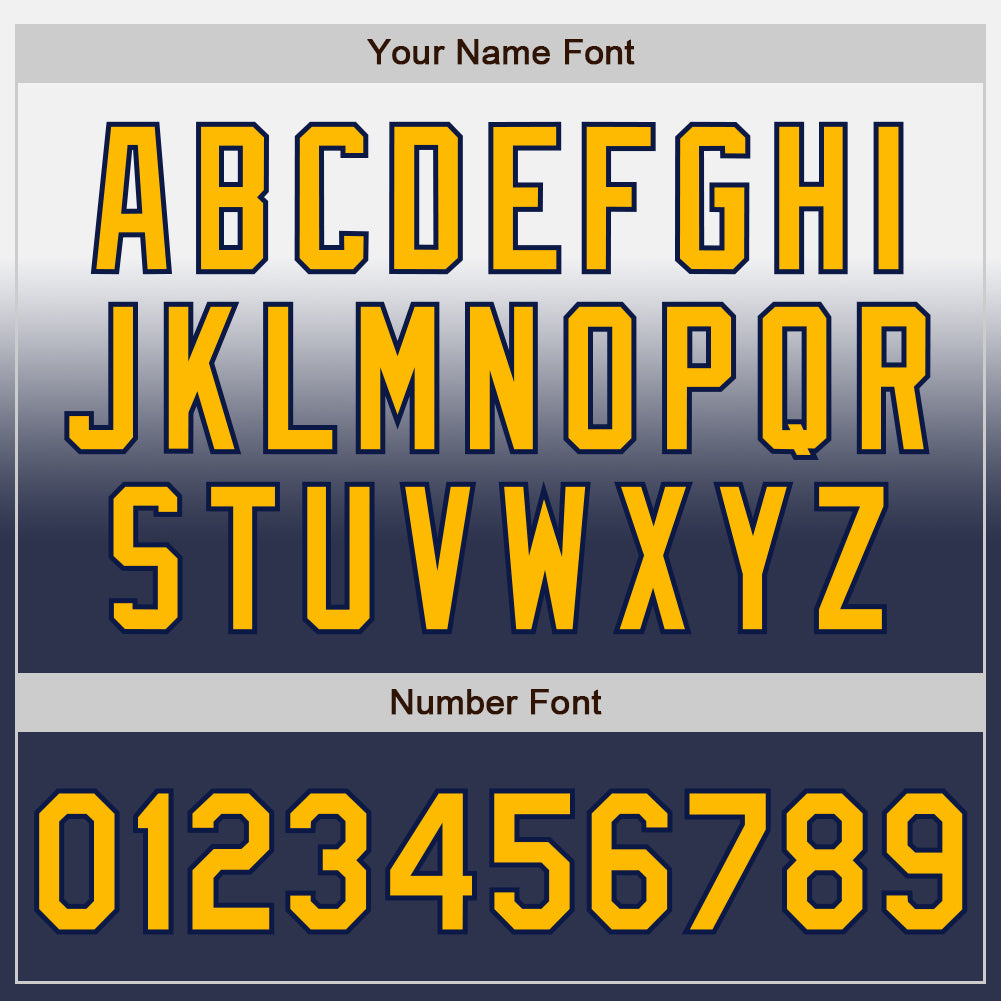 Custom White Gold-Navy Authentic Fade Fashion Baseball Jersey