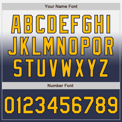 Custom White Gold-Navy Authentic Fade Fashion Baseball Jersey