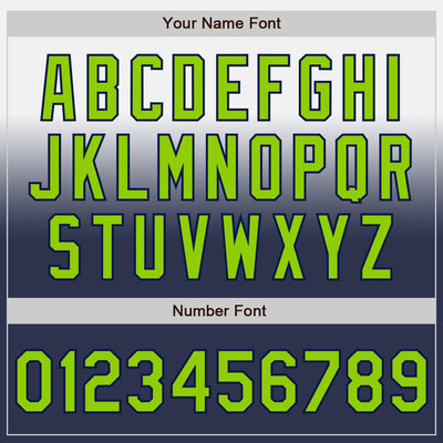 Custom White Neon Green-Navy Authentic Fade Fashion Baseball Jersey