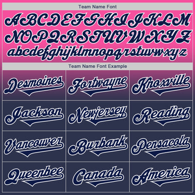 Custom Pink Navy-White Authentic Fade Fashion Baseball Jersey