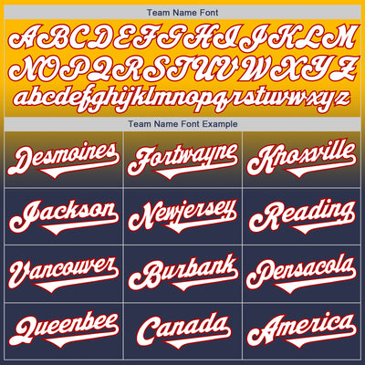 Custom Gold Navy-Red Authentic Fade Fashion Baseball Jersey