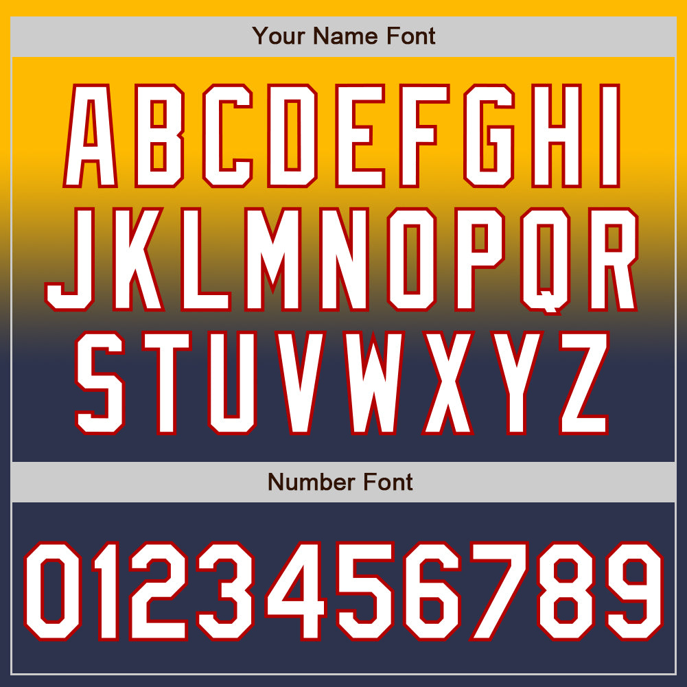 Custom Gold Navy-Red Authentic Fade Fashion Baseball Jersey