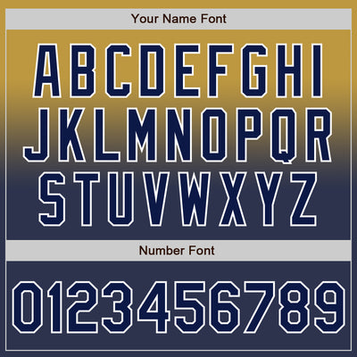 Custom Old Gold Navy-White Authentic Fade Fashion Baseball Jersey