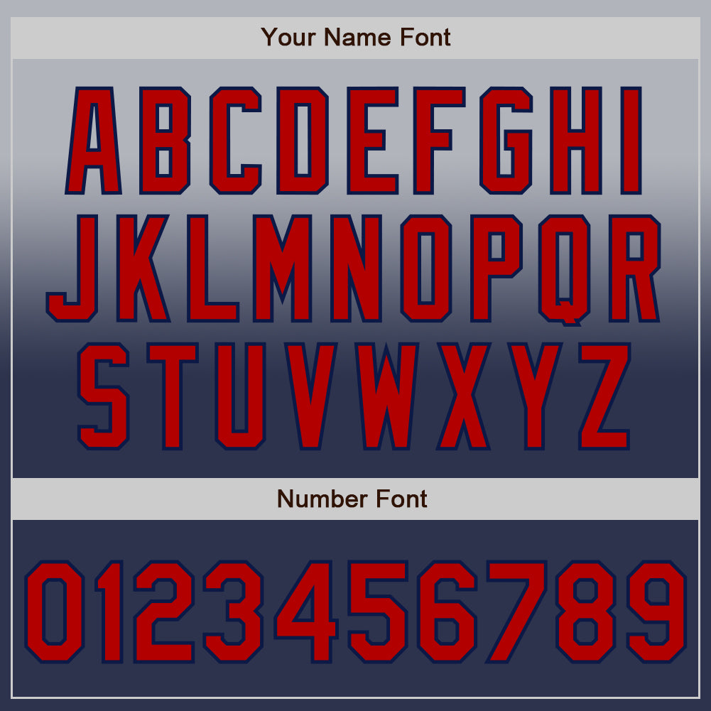 Custom Gray Red-Navy Authentic Fade Fashion Baseball Jersey