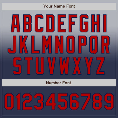 Custom Gray Red-Navy Authentic Fade Fashion Baseball Jersey