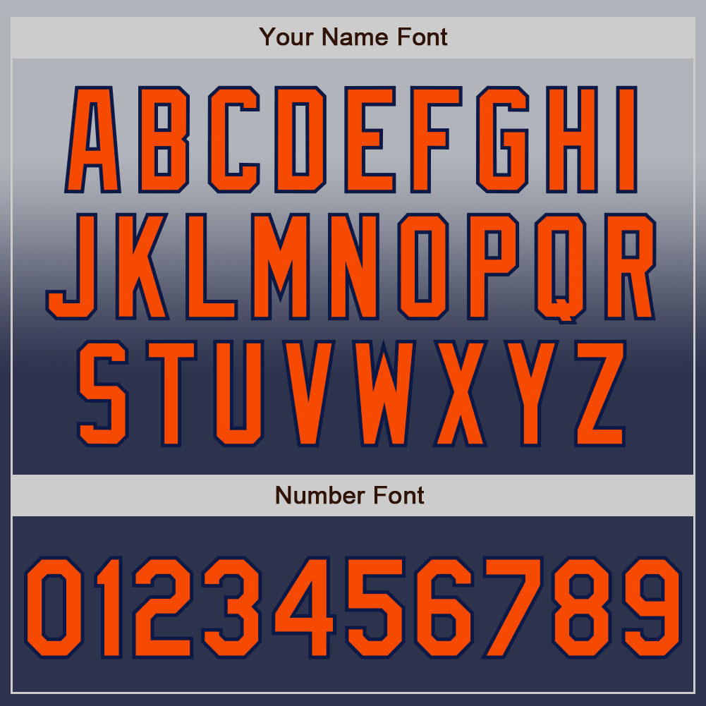 Custom Gray Orange-Navy Authentic Fade Fashion Baseball Jersey