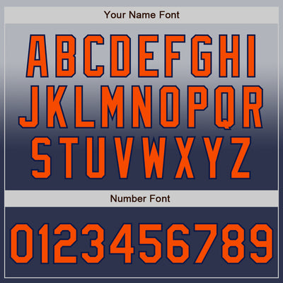 Custom Gray Orange-Navy Authentic Fade Fashion Baseball Jersey