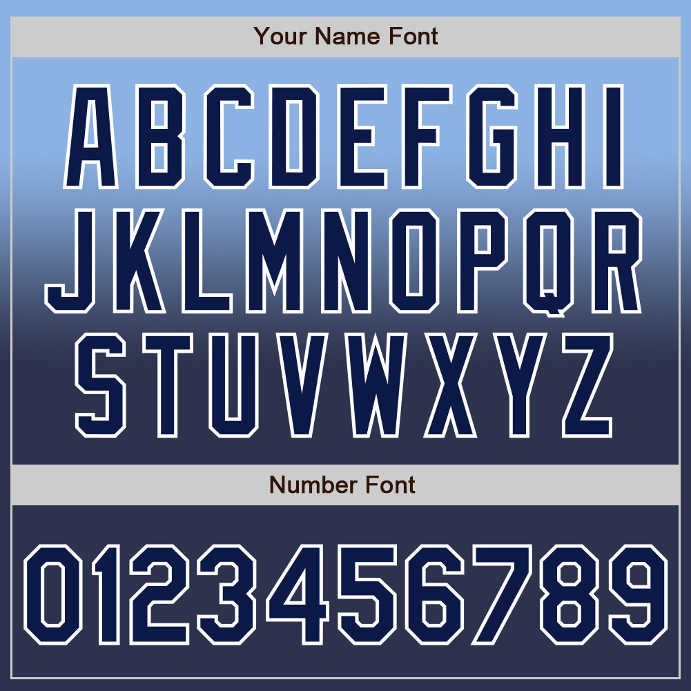 Custom Light Blue Navy-White Authentic Fade Fashion Baseball Jersey