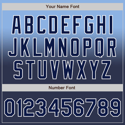 Custom Light Blue Navy-White Authentic Fade Fashion Baseball Jersey