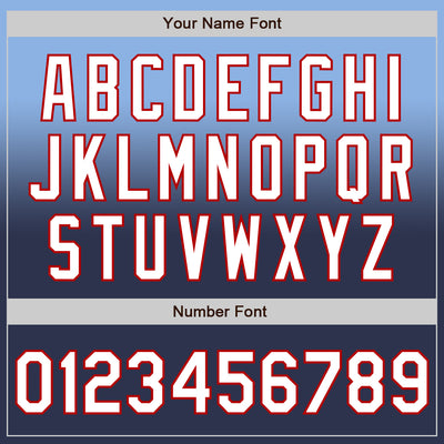 Custom Light Blue Navy-Red Authentic Fade Fashion Baseball Jersey