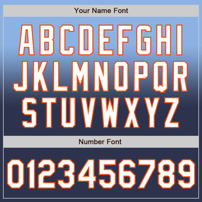 Custom Light Blue Navy-Orange Authentic Fade Fashion Baseball Jersey