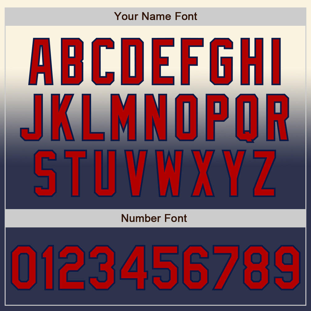 Custom Cream Red-Navy Authentic Fade Fashion Baseball Jersey