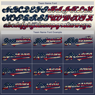 Custom Cream Vintage USA Flag-Navy Authentic Fade Fashion Baseball Jersey