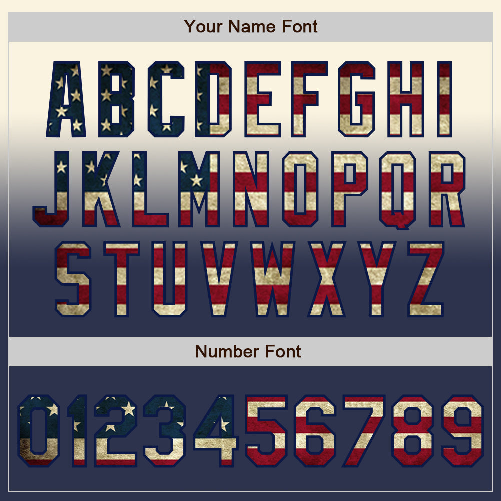 Custom Cream Vintage USA Flag-Navy Authentic Fade Fashion Baseball Jersey