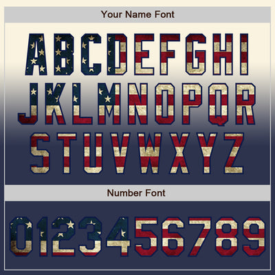 Custom Cream Vintage USA Flag-Navy Authentic Fade Fashion Baseball Jersey