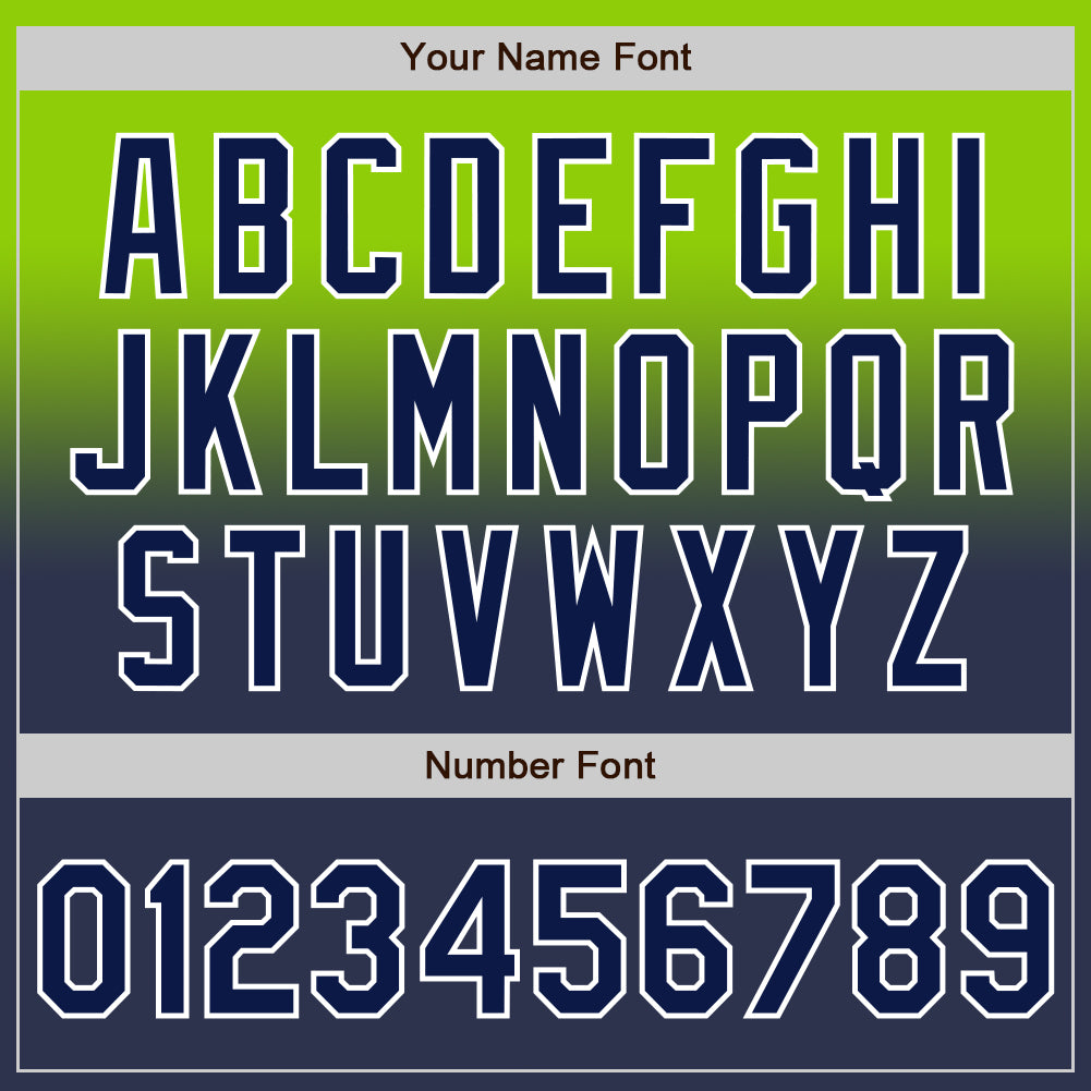 Custom Neon Green Navy-White Authentic Fade Fashion Baseball Jersey