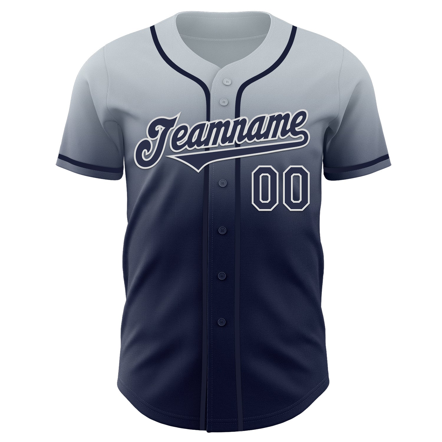 Custom Silver Navy-White Authentic Fade Fashion Baseball Jersey