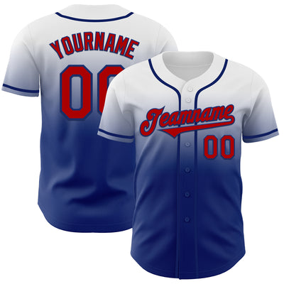 Custom White Red-Royal Authentic Fade Fashion Baseball Jersey