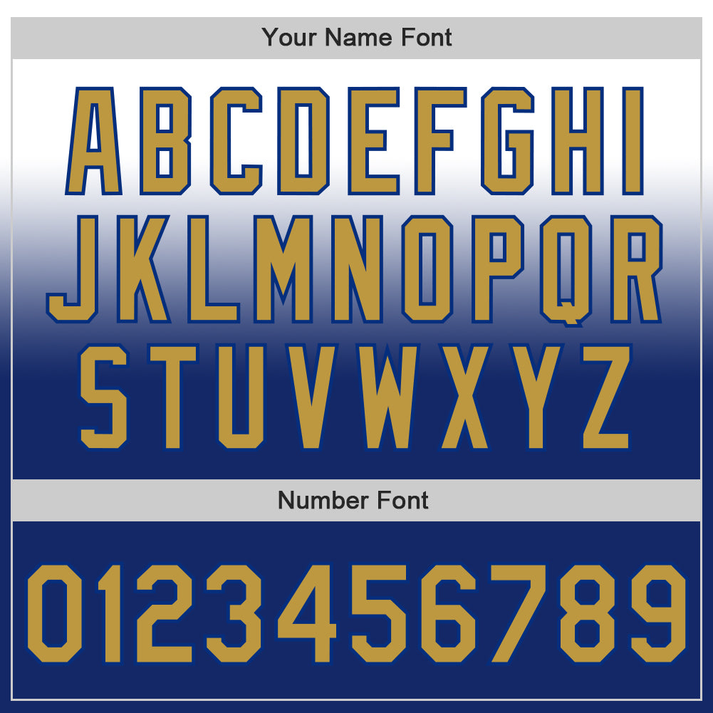 Custom White Old Gold-Royal Authentic Fade Fashion Baseball Jersey