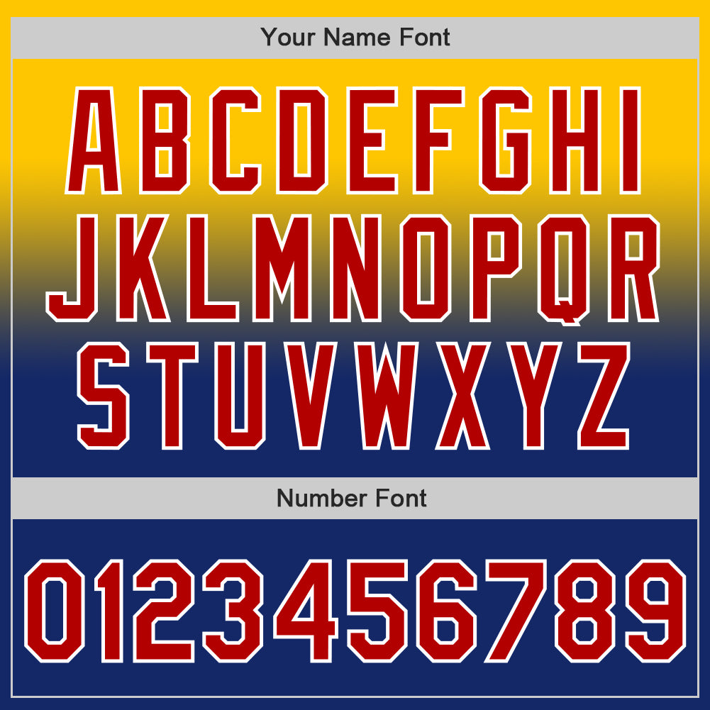 Custom Yellow Red Royal-White Authentic Fade Fashion Baseball Jersey