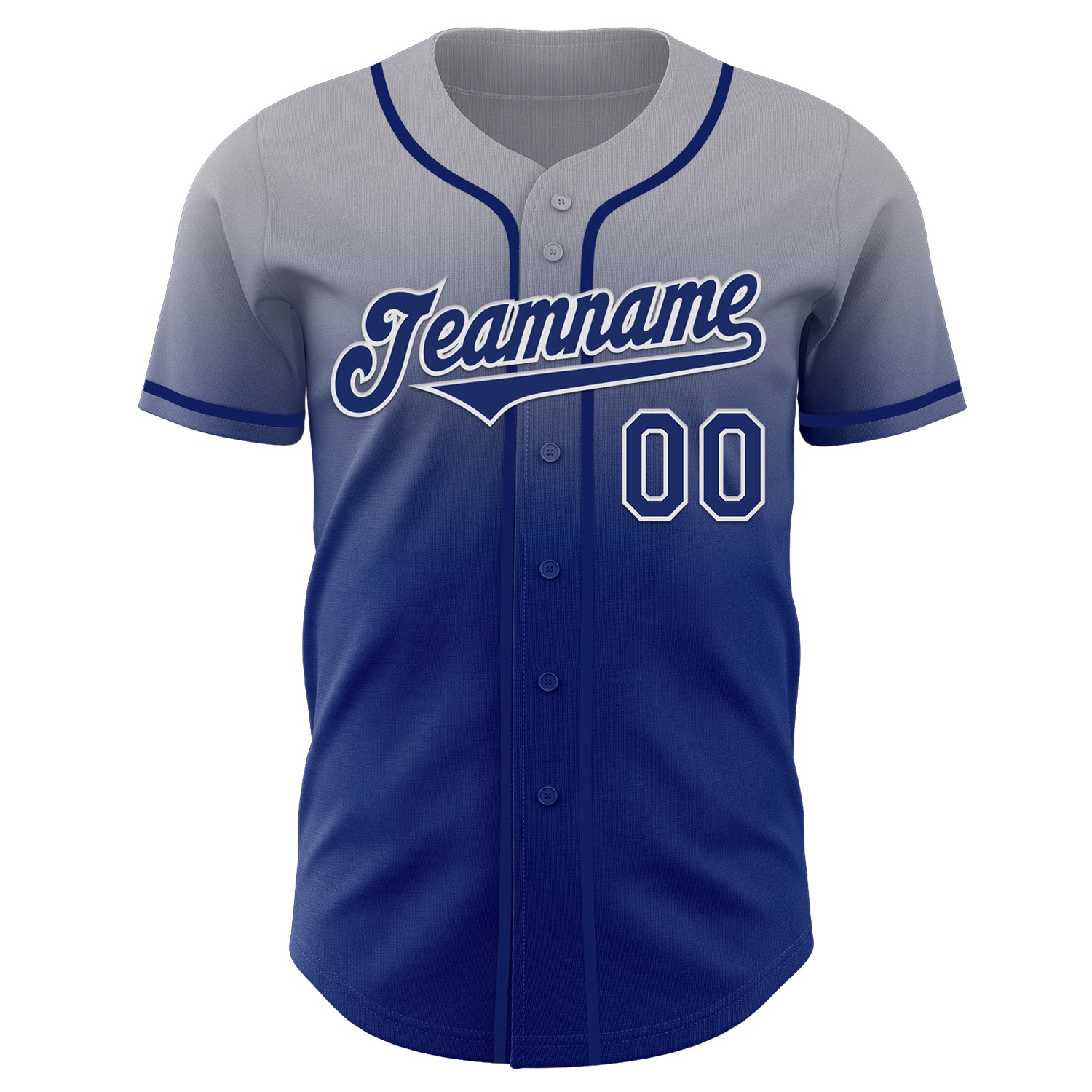 Custom Gray Royal-White Authentic Fade Fashion Baseball Jersey