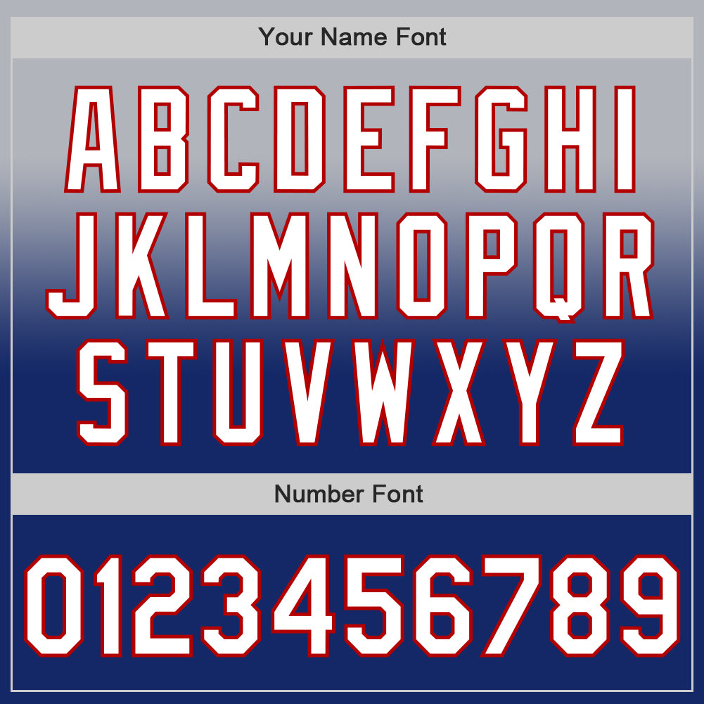 Custom Gray White Royal-Red Authentic Fade Fashion Baseball Jersey