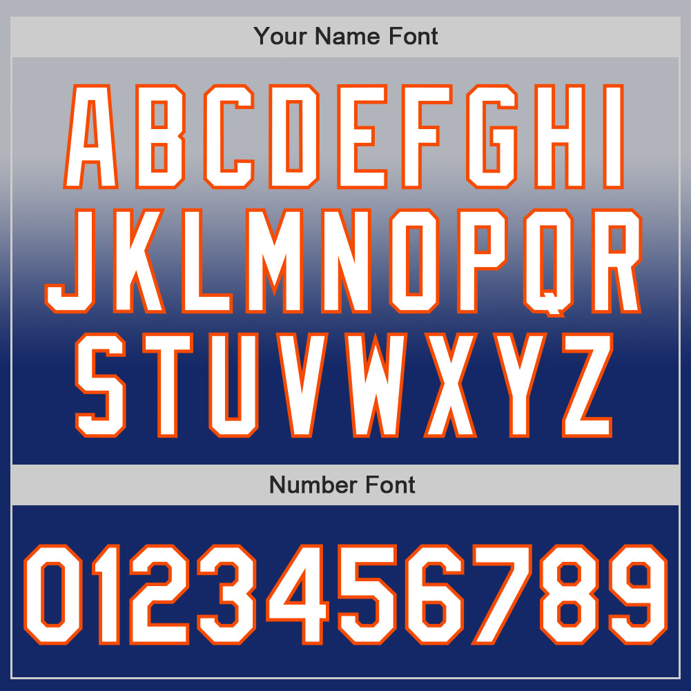 Custom Gray White Royal-Orange Authentic Fade Fashion Baseball Jersey