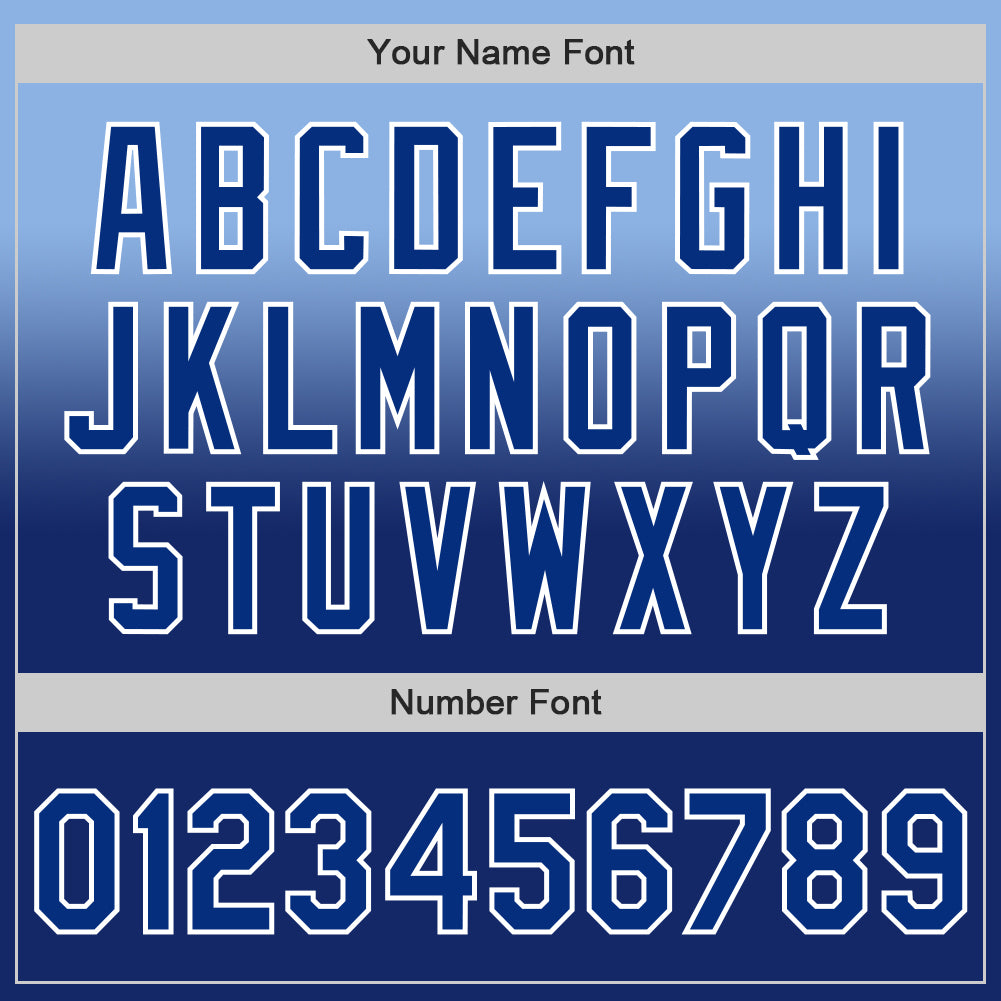 Custom Light Blue Royal-White Authentic Fade Fashion Baseball Jersey