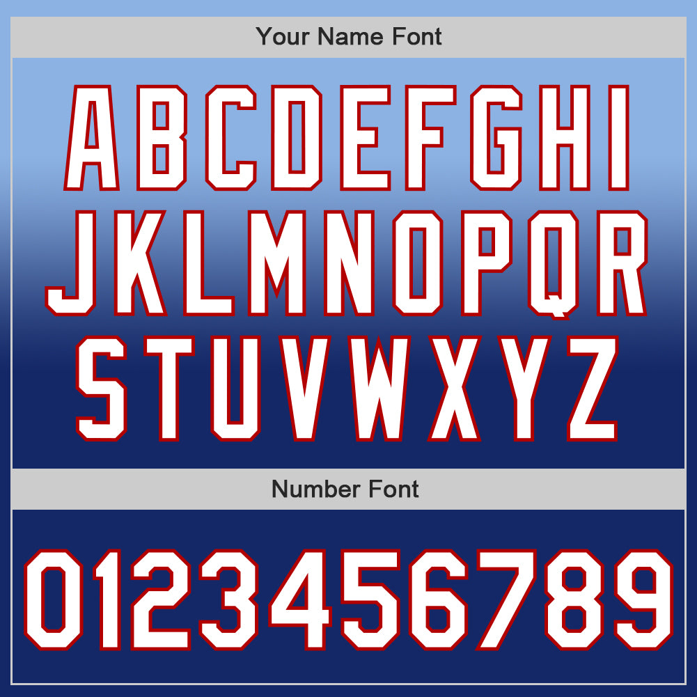 Custom Light Blue White Royal-Red Authentic Fade Fashion Baseball Jersey