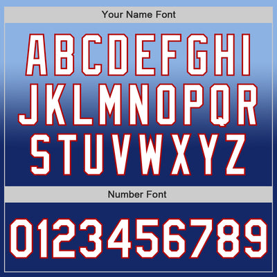 Custom Light Blue White Royal-Red Authentic Fade Fashion Baseball Jersey