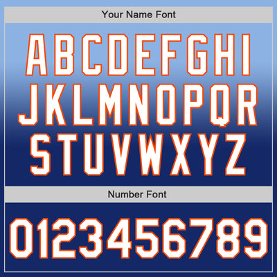 Custom Light Blue White Royal-Orange Authentic Fade Fashion Baseball Jersey