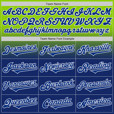 Custom Neon Green Royal-White Authentic Fade Fashion Baseball Jersey