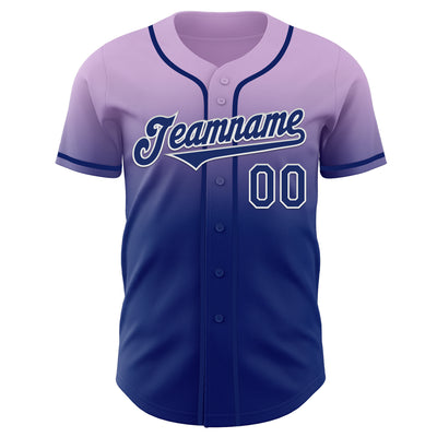 Custom Light Purple Royal-White Authentic Fade Fashion Baseball Jersey