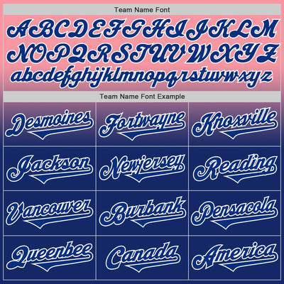 Custom Medium Pink Royal-White Authentic Fade Fashion Baseball Jersey