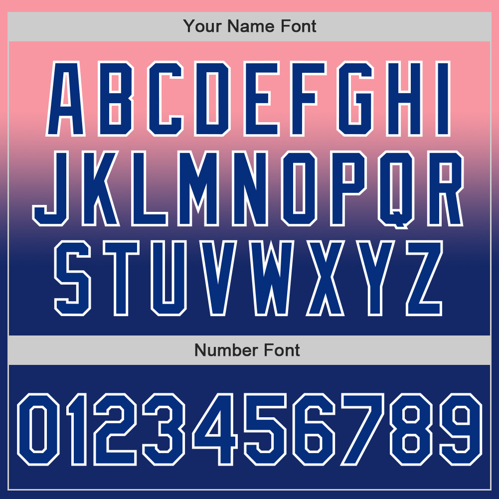 Custom Medium Pink Royal-White Authentic Fade Fashion Baseball Jersey