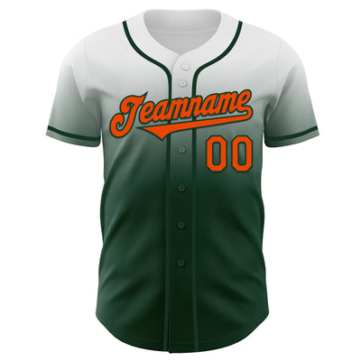 Custom White Orange-Green Authentic Fade Fashion Baseball Jersey
