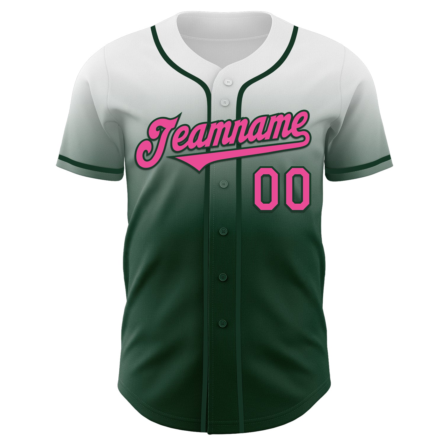 Custom White Pink-Green Authentic Fade Fashion Baseball Jersey