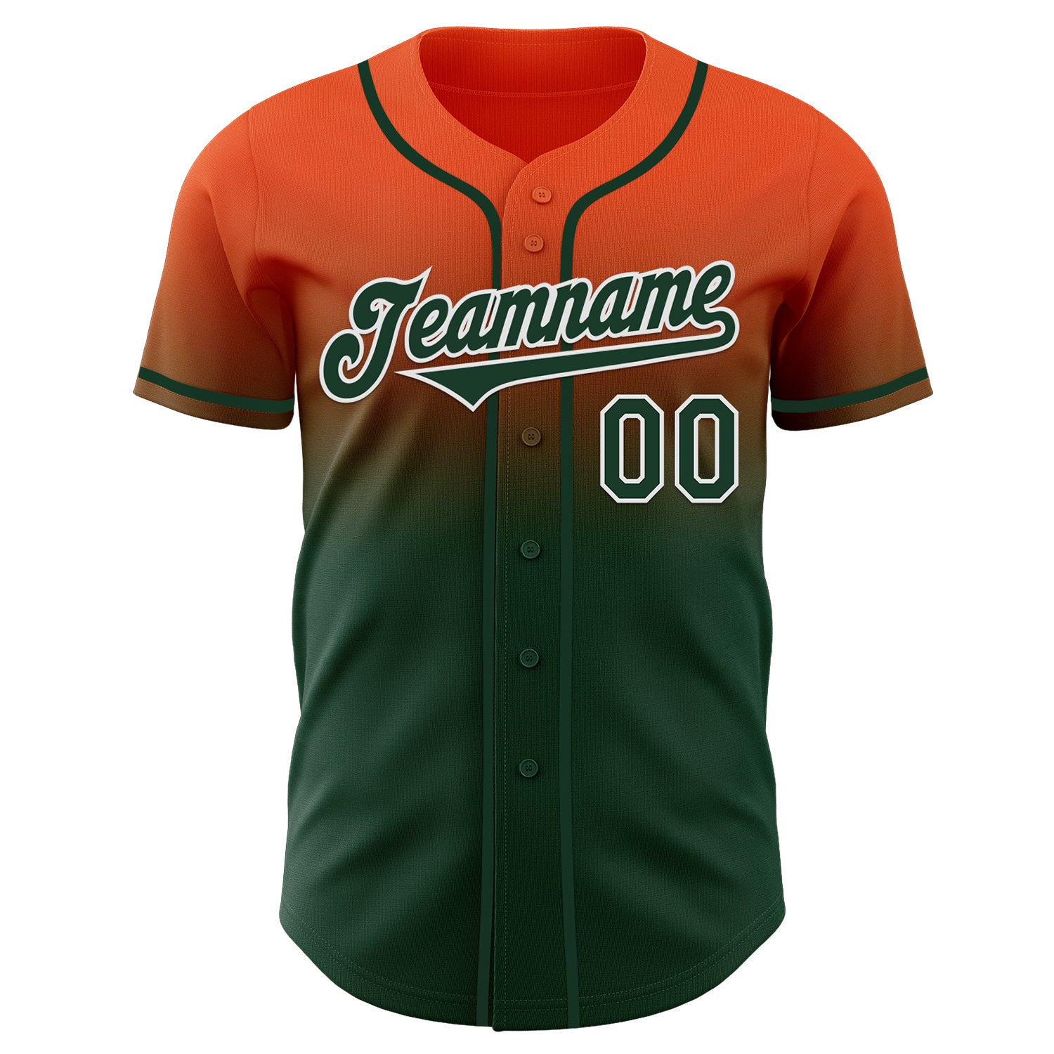 Custom Orange Green-White Authentic Fade Fashion Baseball Jersey