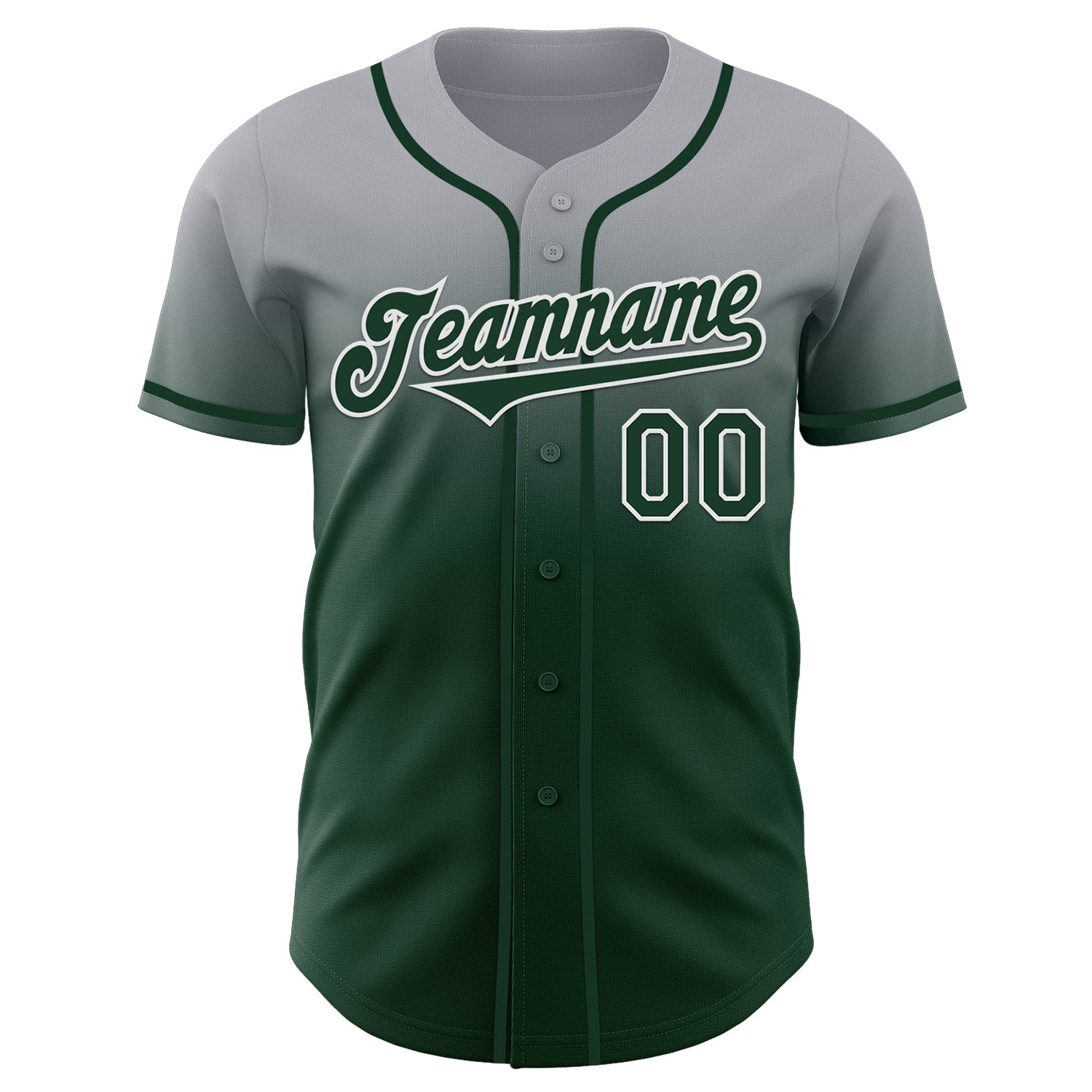 Custom Gray Green-White Authentic Fade Fashion Baseball Jersey