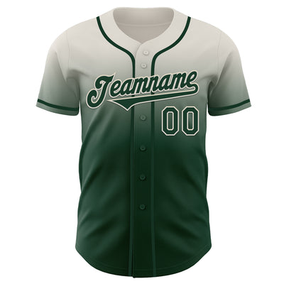 Custom Cream Green Authentic Fade Fashion Baseball Jersey