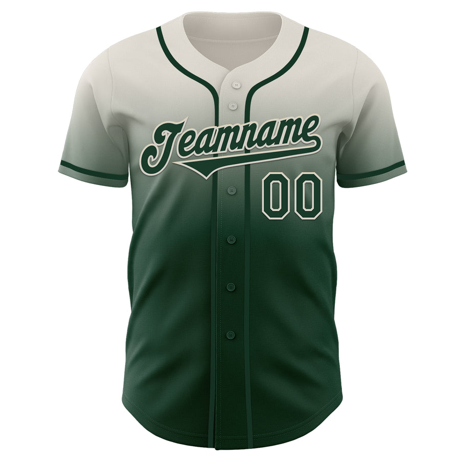 Custom Cream Green Authentic Fade Fashion Baseball Jersey