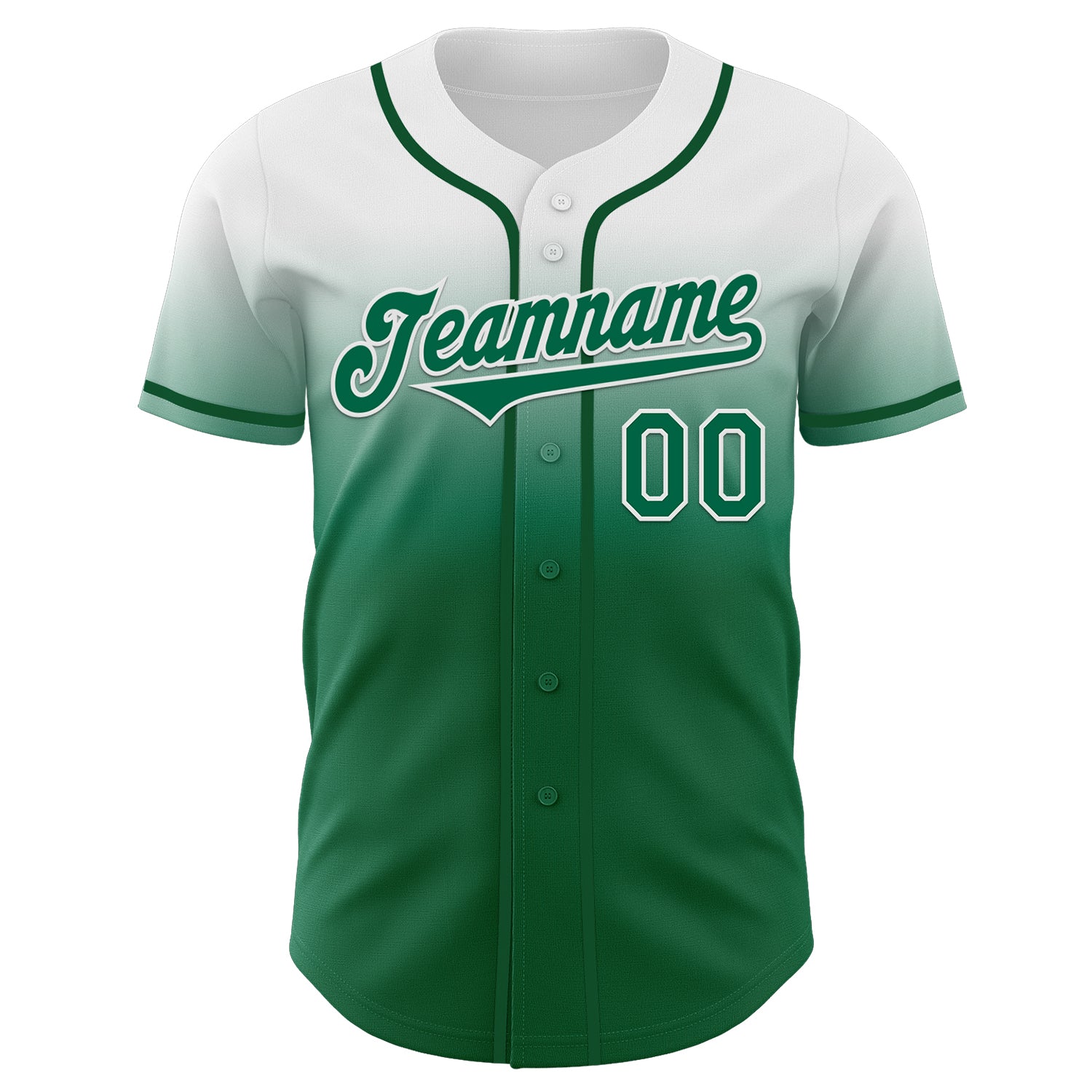Custom White Kelly Green Authentic Fade Fashion Baseball Jersey