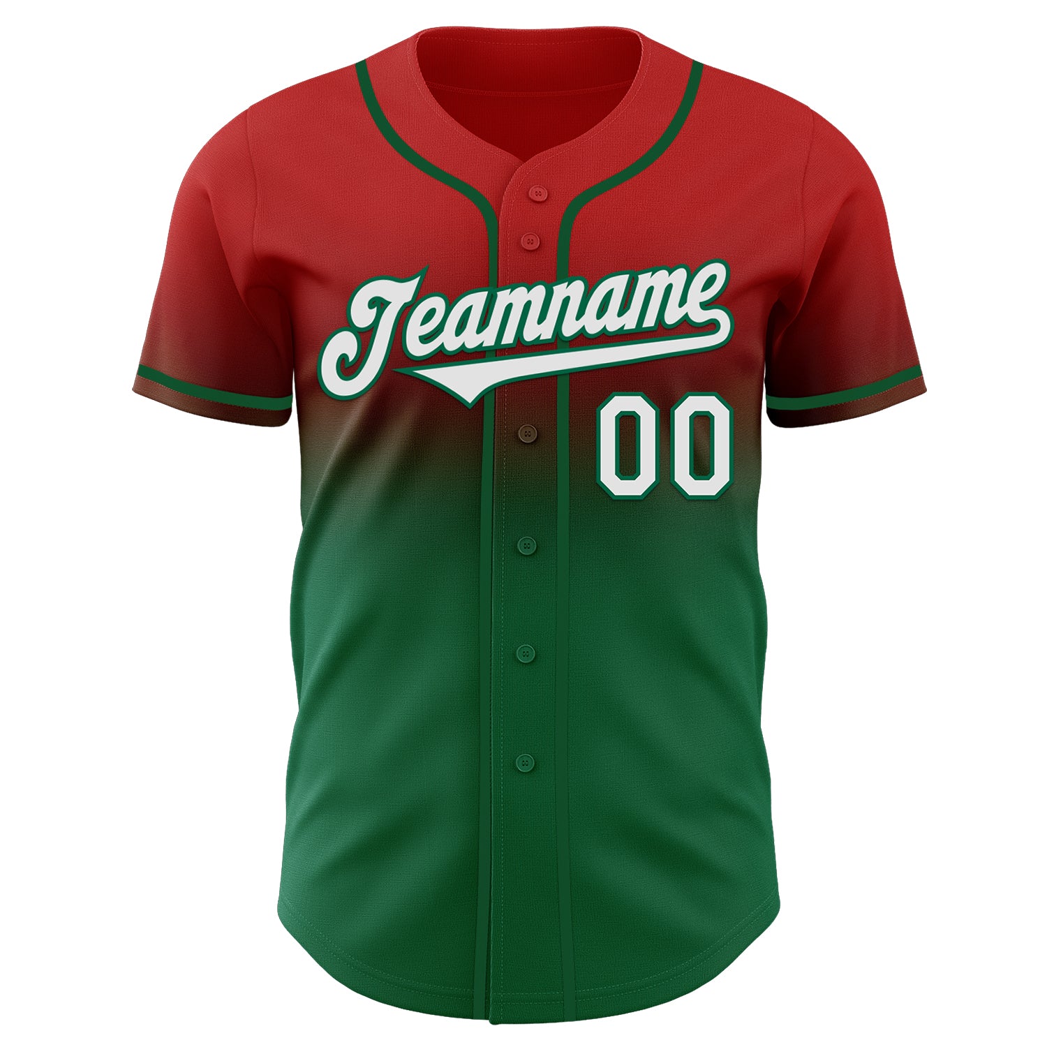 Custom Red White-Kelly Green Authentic Fade Fashion Baseball Jersey