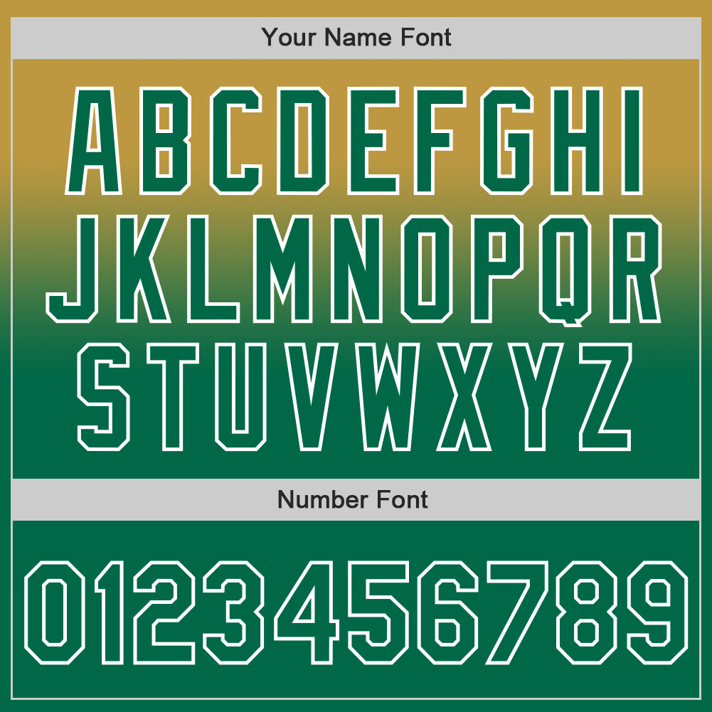 Custom Old Gold Kelly Green-White Authentic Fade Fashion Baseball Jersey