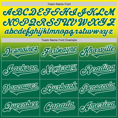 Custom Light Yellow Kelly Green-White Authentic Fade Fashion Baseball Jersey