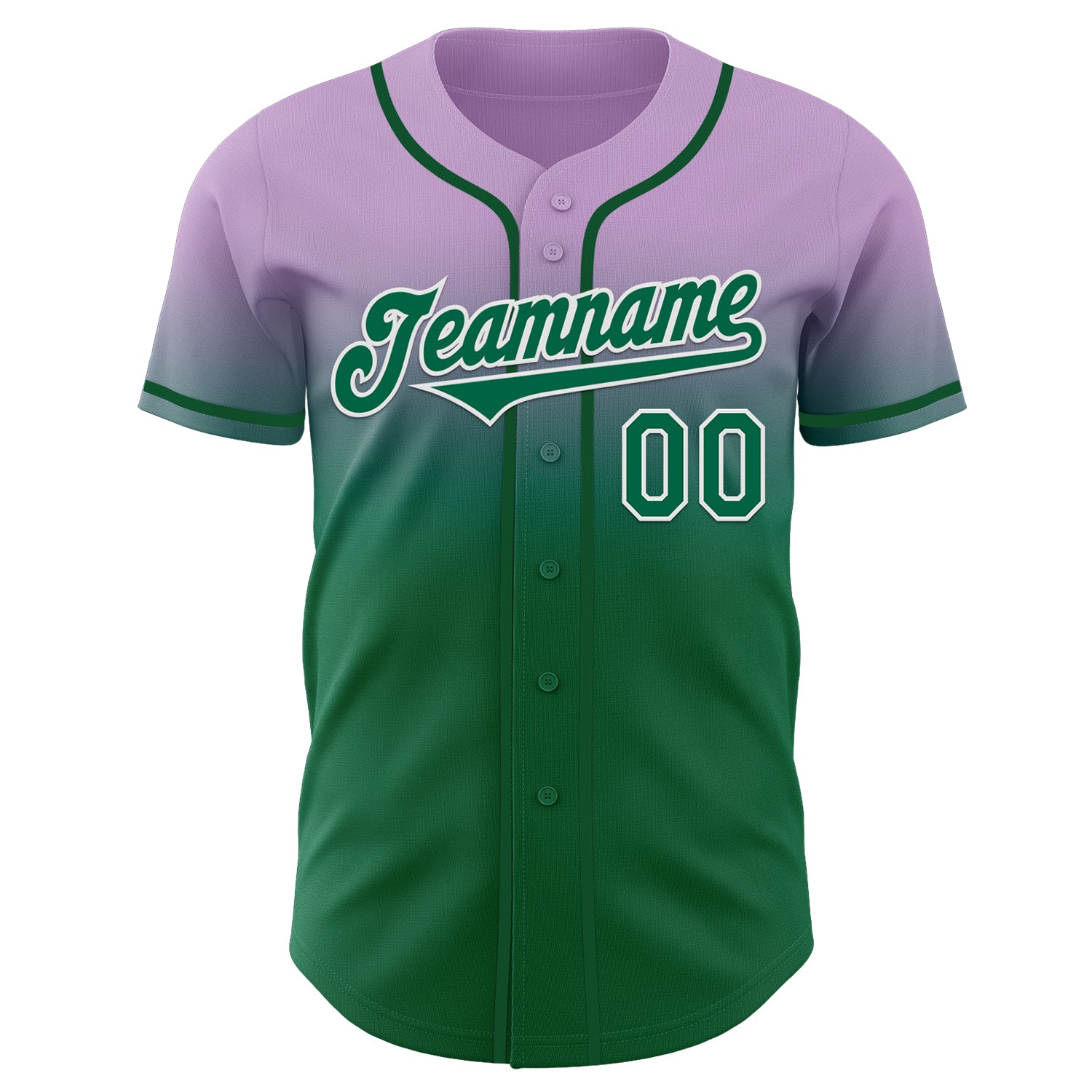 Custom Light Purple Kelly Green-White Authentic Fade Fashion Baseball Jersey