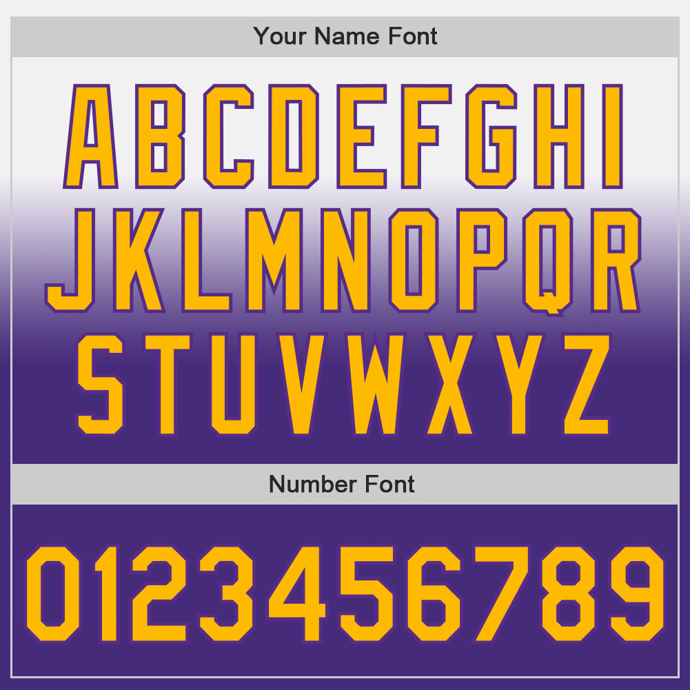 Custom White Gold-Purple Authentic Fade Fashion Baseball Jersey